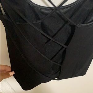 Black open back dressy tank top